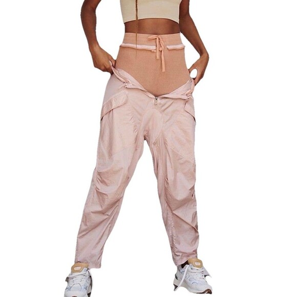 Free People Movement Lovin Life 3-in-1 Jogger Pants Pink XS High Waist Zip - Picture 1 of 12